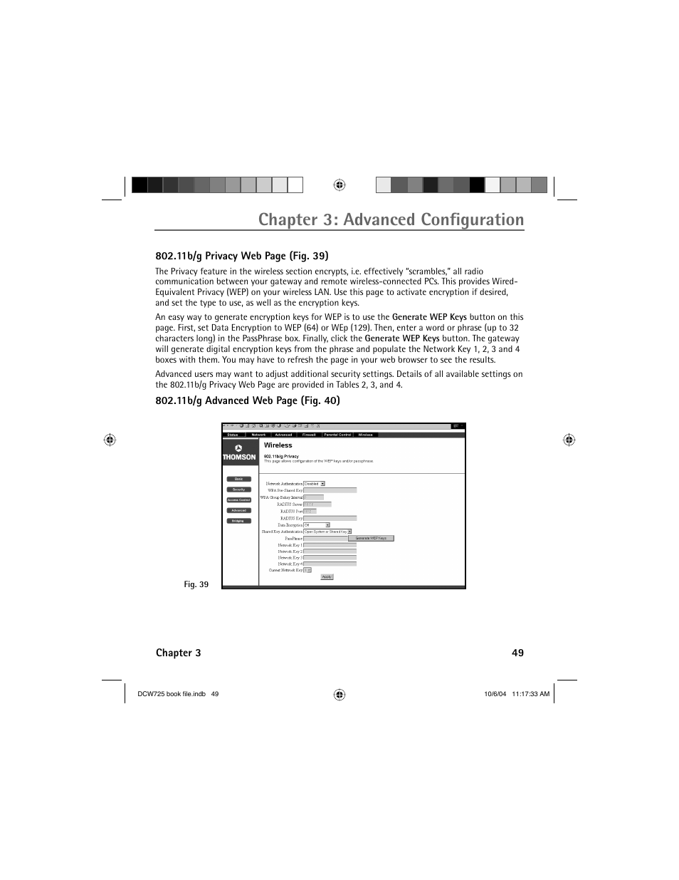 Chapter 3: advanced confi guration | Technicolor - Thomson Network Router User Manual | Page 51 / 72