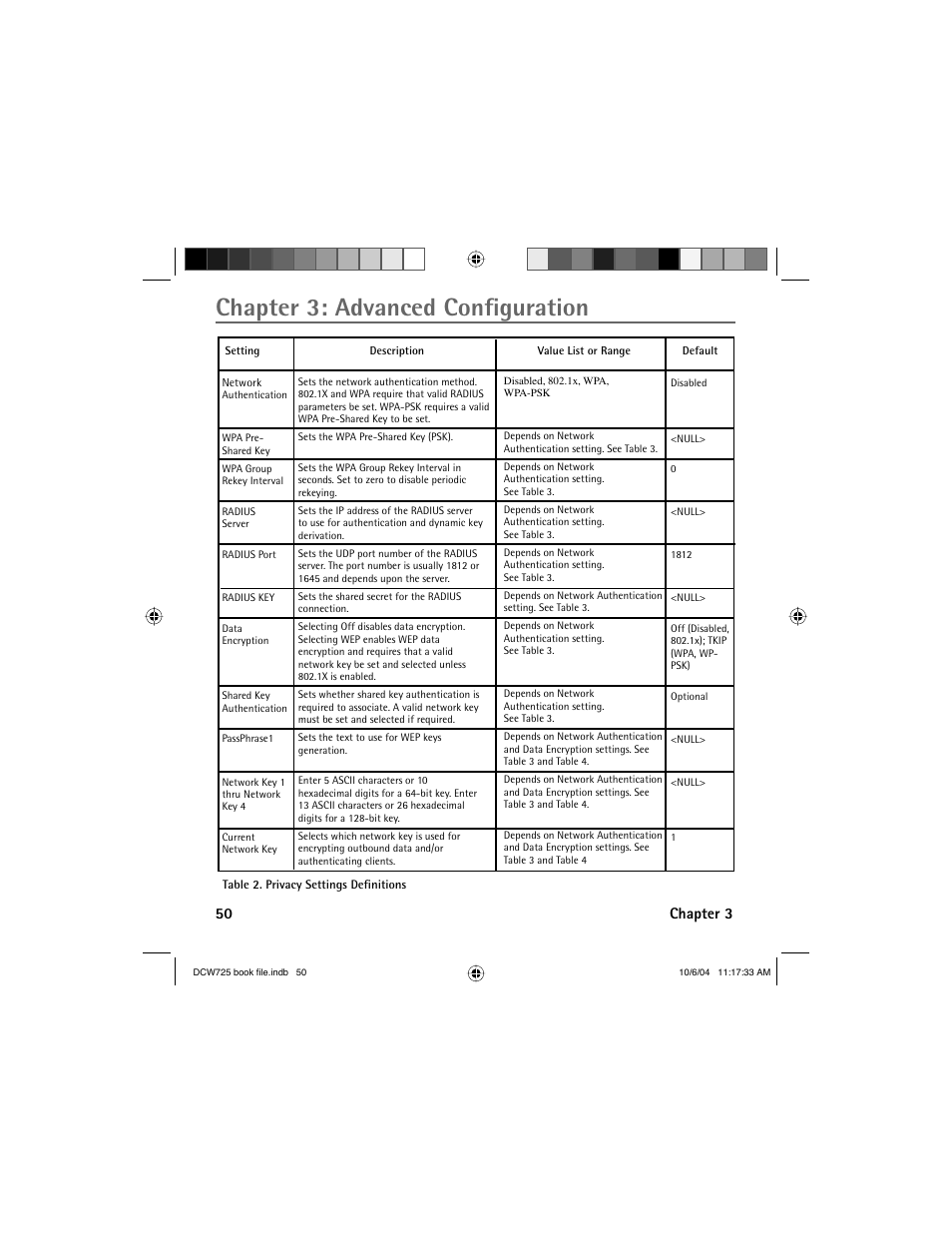 Chapter 3: advanced confi guration, 50 chapter 3 | Technicolor - Thomson Network Router User Manual | Page 52 / 72