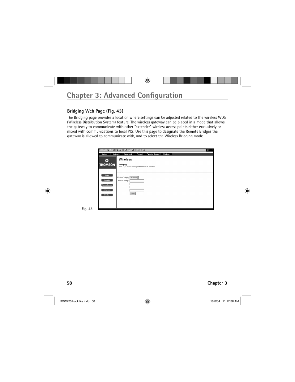 Chapter 3: advanced confi guration | Technicolor - Thomson Network Router User Manual | Page 60 / 72