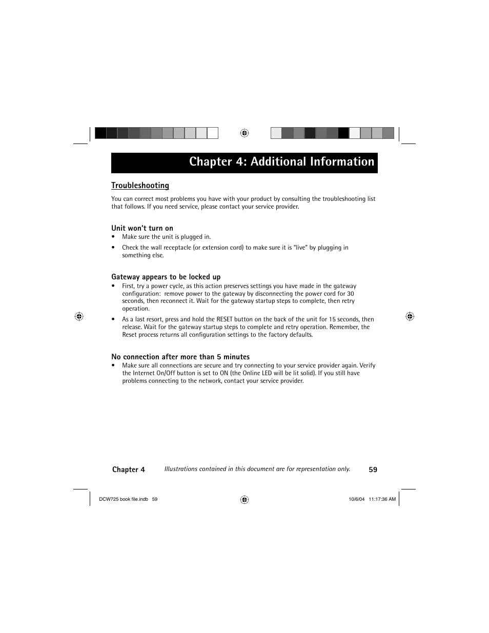 Chapter 4: additional information, Troubleshooting | Technicolor - Thomson Network Router User Manual | Page 61 / 72