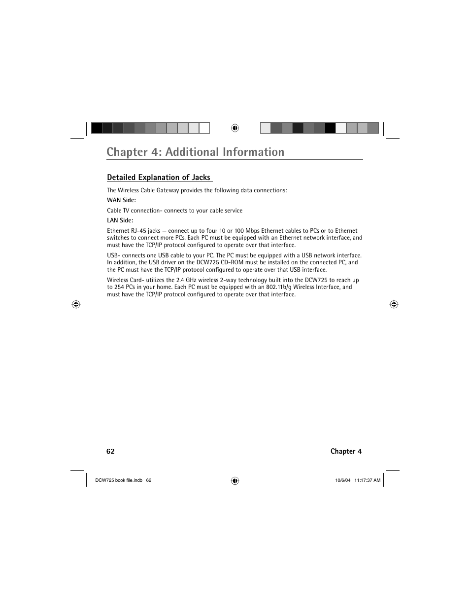 Chapter 4: additional information, Detailed explanation of jacks | Technicolor - Thomson Network Router User Manual | Page 64 / 72