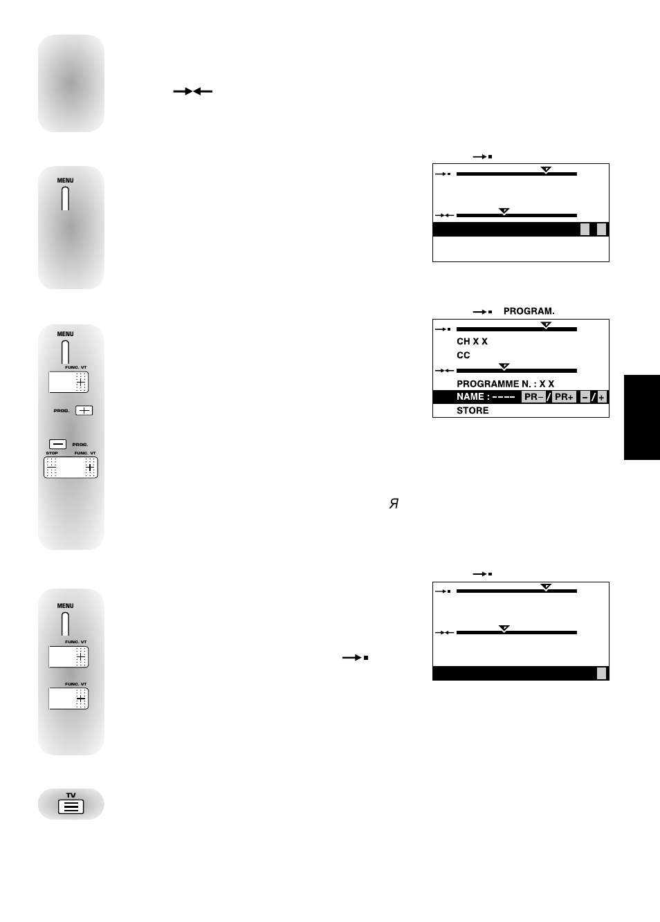 4 . programme number, 5 . channel name, 6 . storing in memory | Channel name, Programme number | Technicolor - Thomson 21 MS 77 CX User Manual | Page 13 / 18