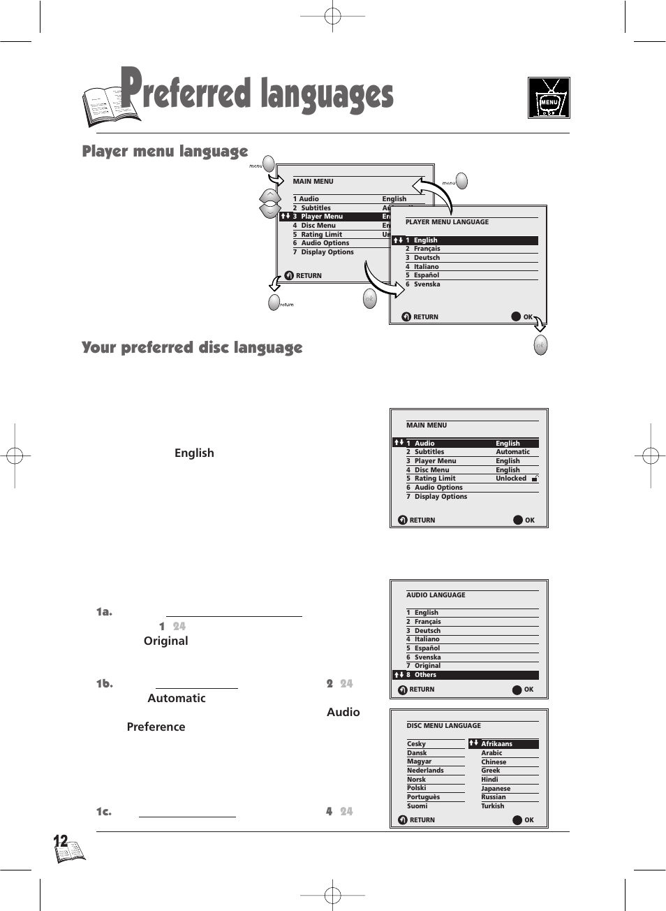 Referred languages, Player menu language, Your preferred disc language | Technicolor - Thomson IB5400GB User Manual | Page 12 / 36