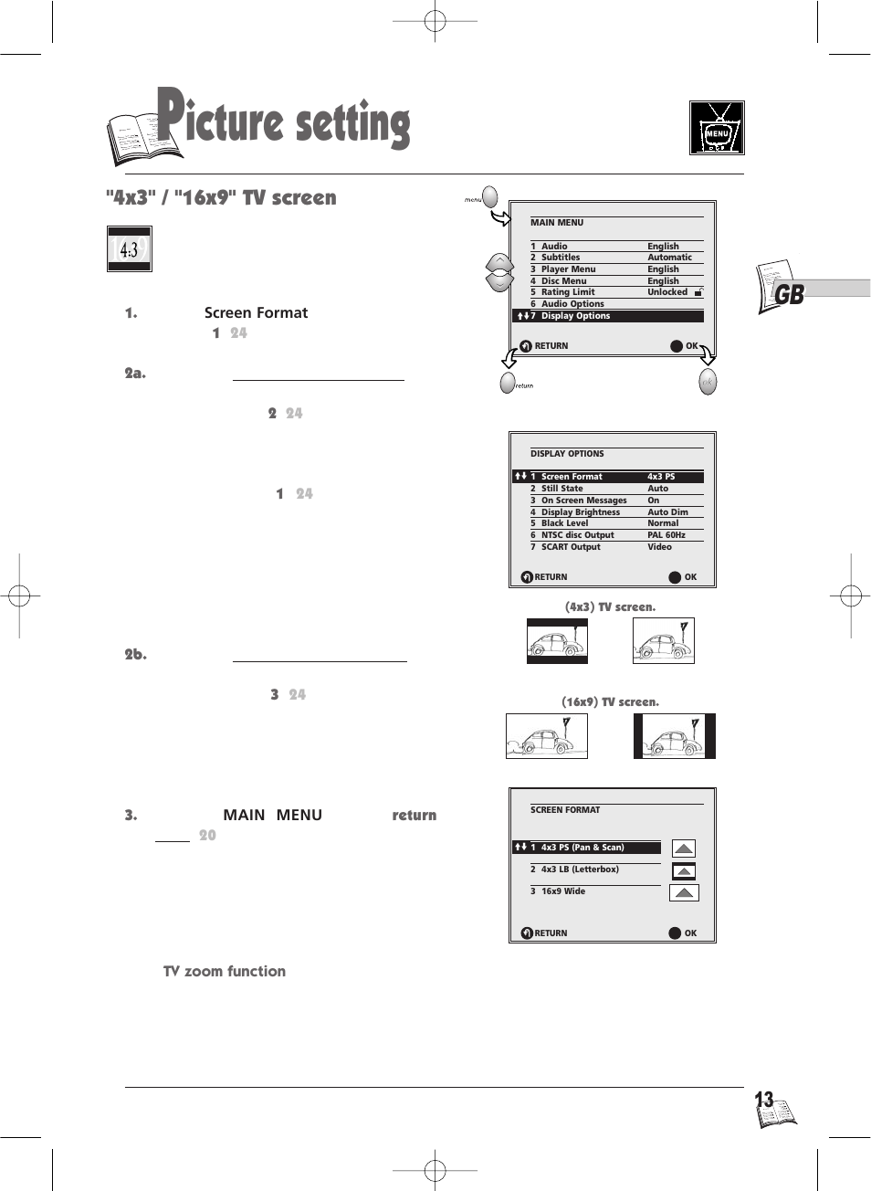 Icture setting | Technicolor - Thomson IB5400GB User Manual | Page 13 / 36