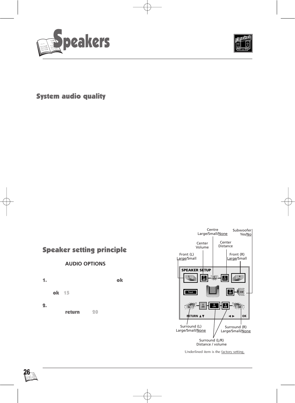 Peakers, Speaker setting principle system audio quality | Technicolor - Thomson IB5400GB User Manual | Page 26 / 36