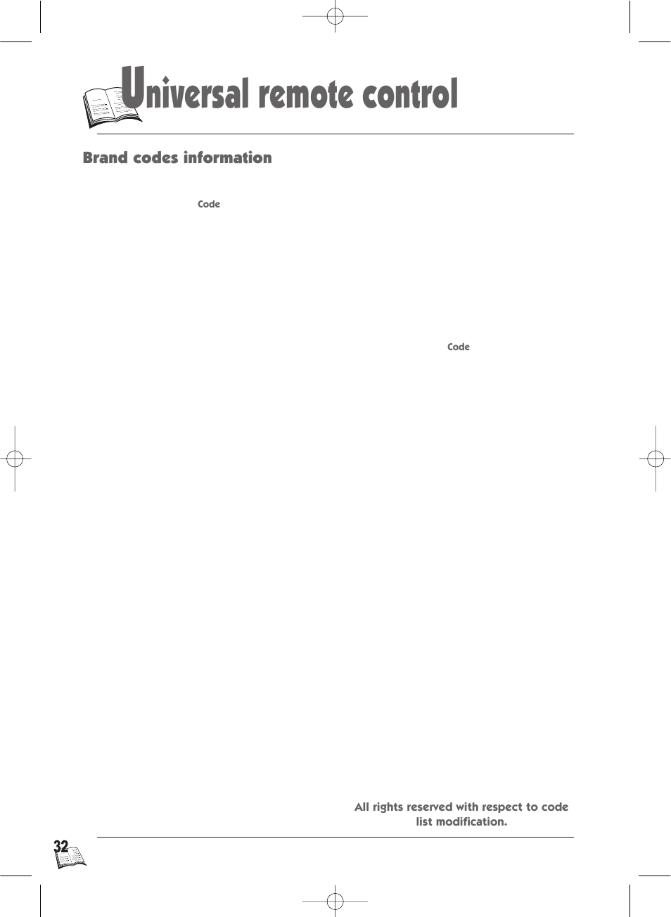 Niversal remote control | Technicolor - Thomson IB5400GB User Manual | Page 32 / 36