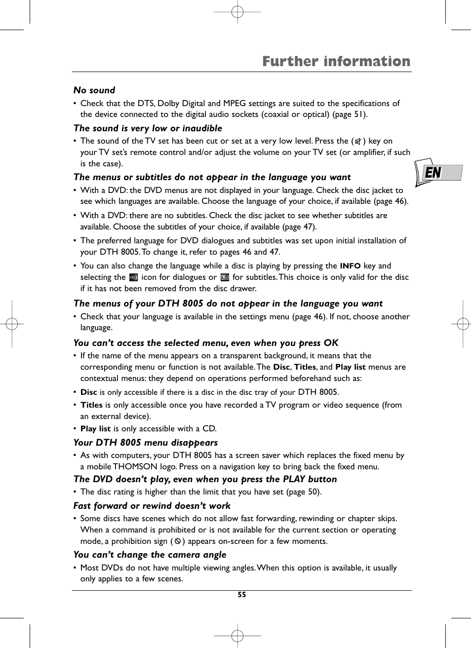 Further information | Technicolor - Thomson DTH8005 User Manual | Page 55 / 60