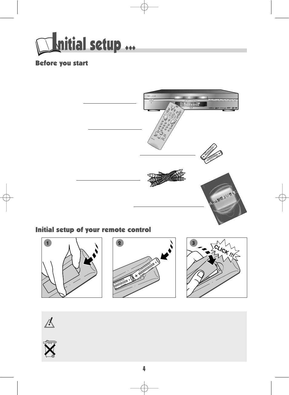 Nitial setup | Technicolor - Thomson DTH210E User Manual | Page 4 / 24