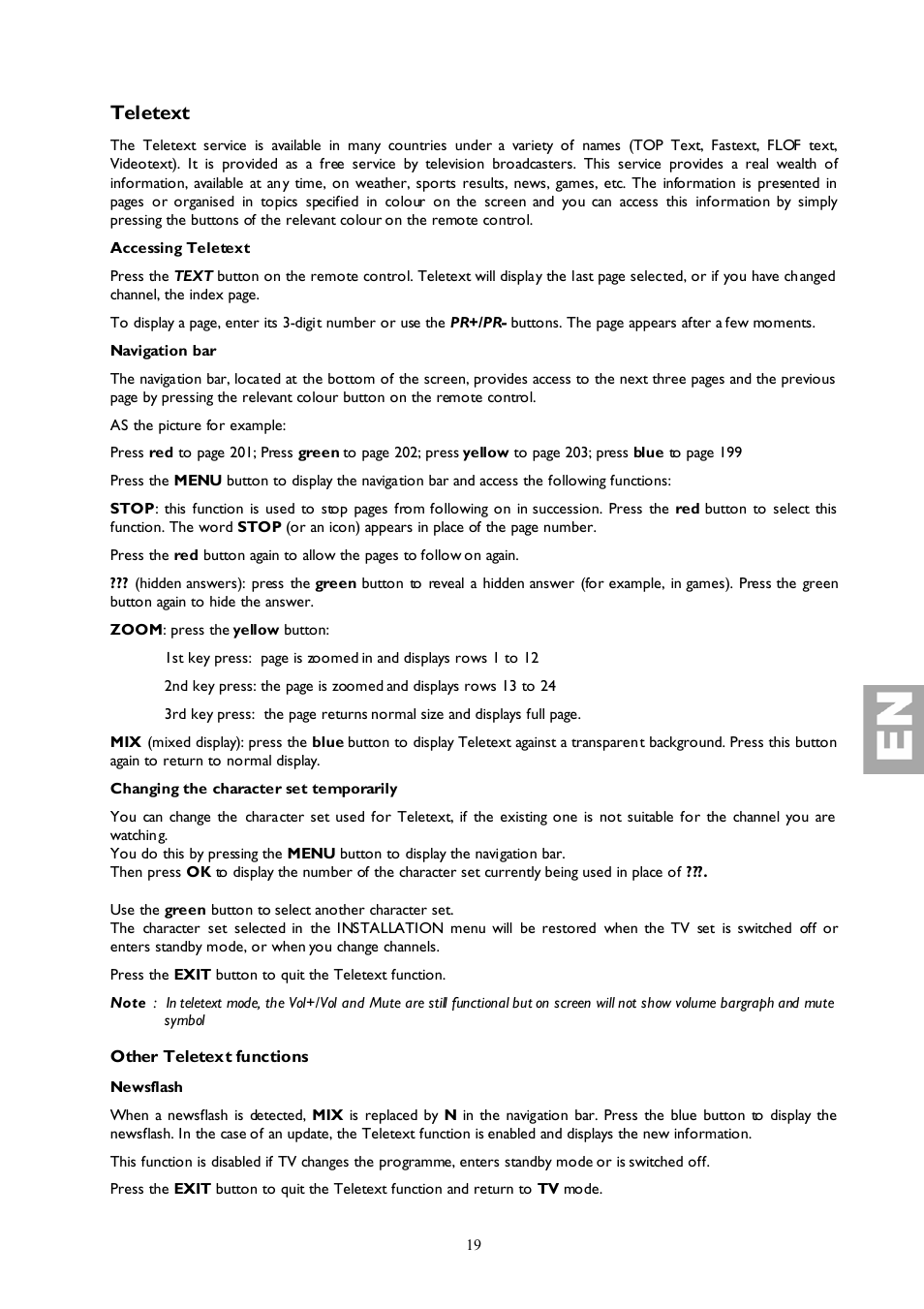 Teletext | Technicolor - Thomson 27LB120S4 User Manual | Page 19 / 25