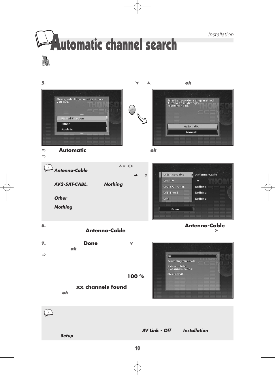 Utomatic channel search | Technicolor - Thomson DTH 7000 E User Manual | Page 10 / 60
