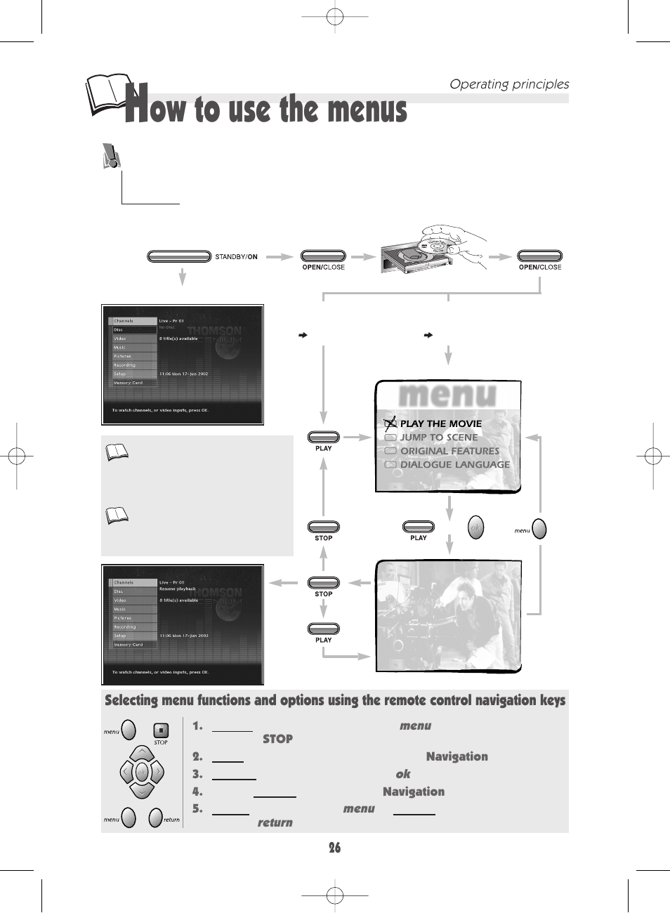 Ow to use the menus | Technicolor - Thomson DTH 7000 E User Manual | Page 26 / 60