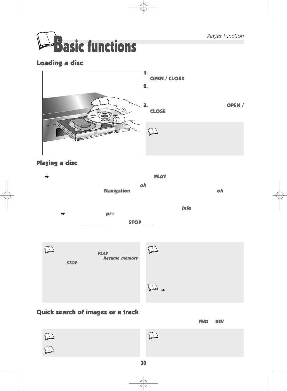 Asic functions, Loading a disc | Technicolor - Thomson DTH 7000 E User Manual | Page 30 / 60