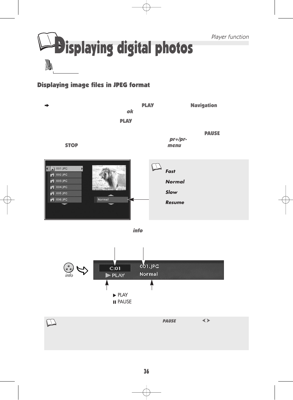 Isplaying digital photos, 36 displaying image files in jpeg format | Technicolor - Thomson DTH 7000 E User Manual | Page 36 / 60