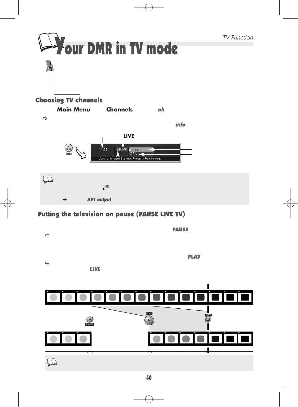 Our dmr in tv mode | Technicolor - Thomson DTH 7000 E User Manual | Page 40 / 60