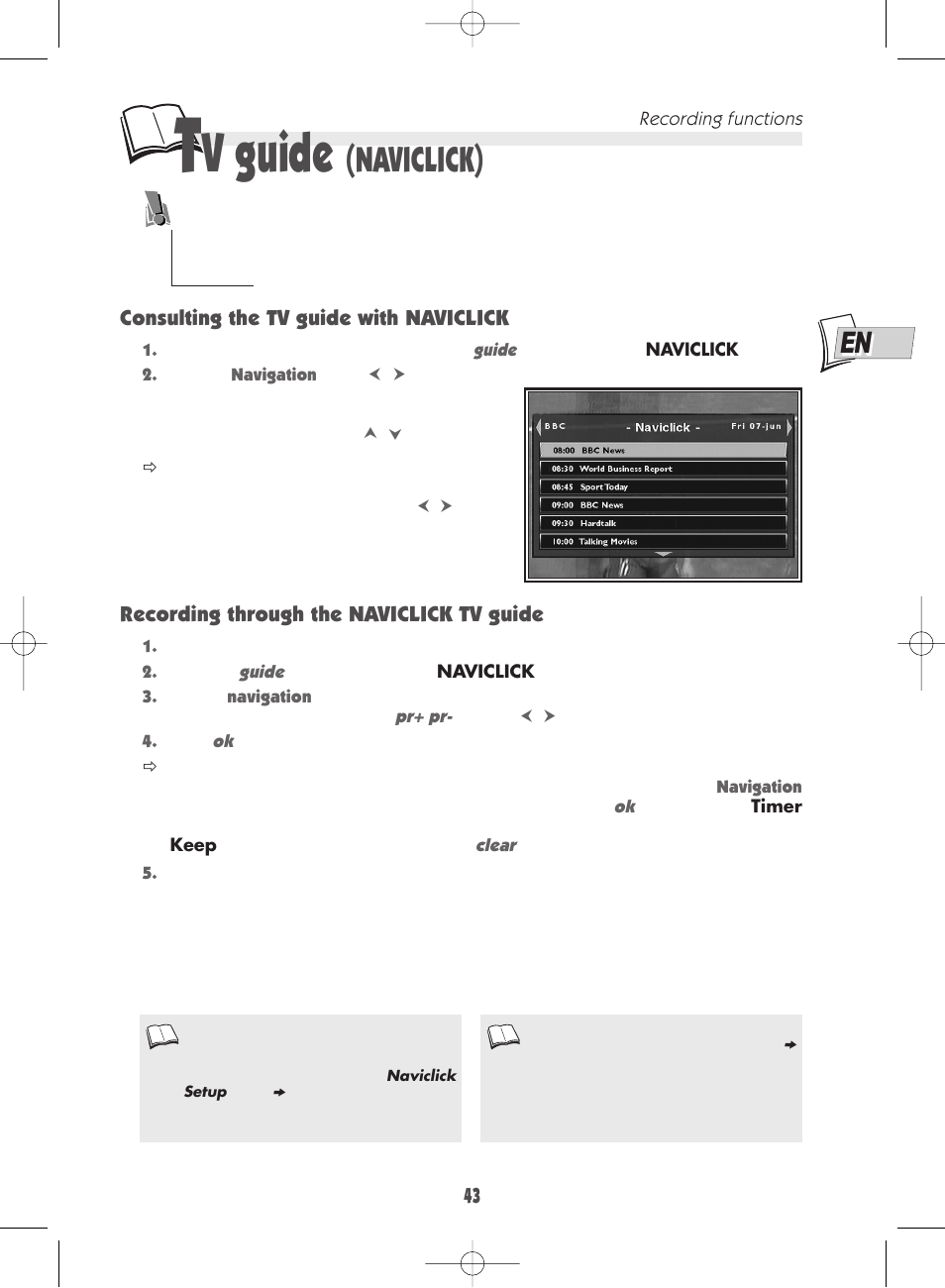 V guide, Naviclick) | Technicolor - Thomson DTH 7000 E User Manual | Page 43 / 60