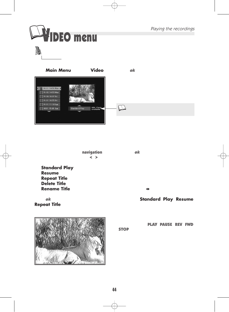 Ideo menu | Technicolor - Thomson DTH 7000 E User Manual | Page 44 / 60