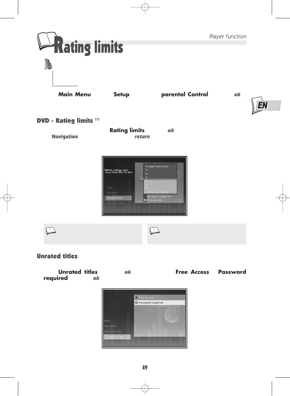 Ating limits | Technicolor - Thomson DTH 7000 E User Manual | Page 49 / 60