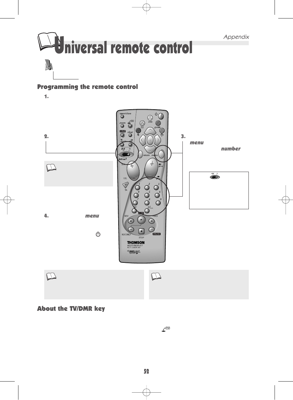Niversal remote control | Technicolor - Thomson DTH 7000 E User Manual | Page 52 / 60