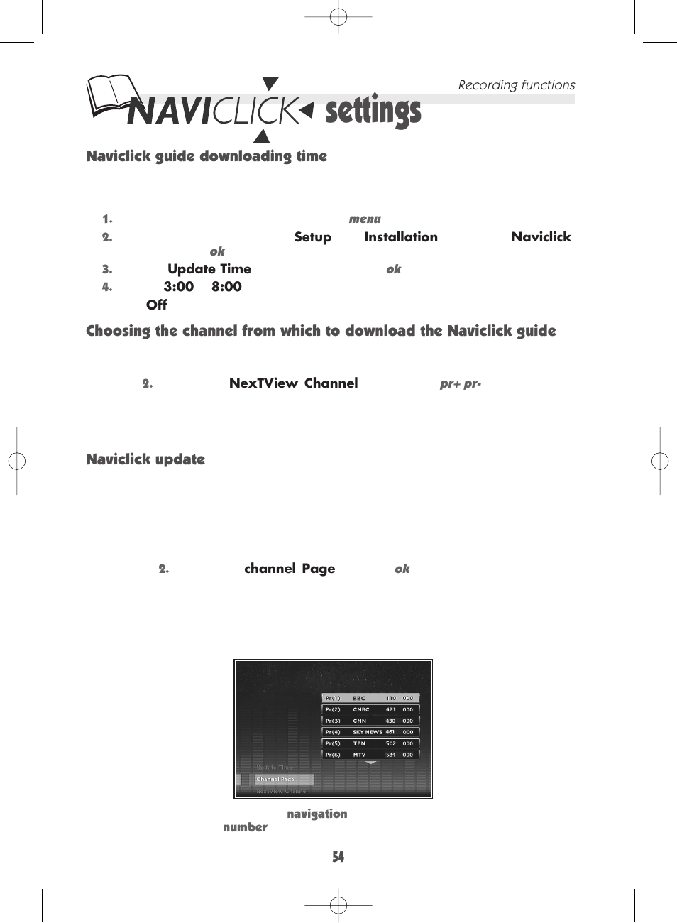 Settings | Technicolor - Thomson DTH 7000 E User Manual | Page 54 / 60