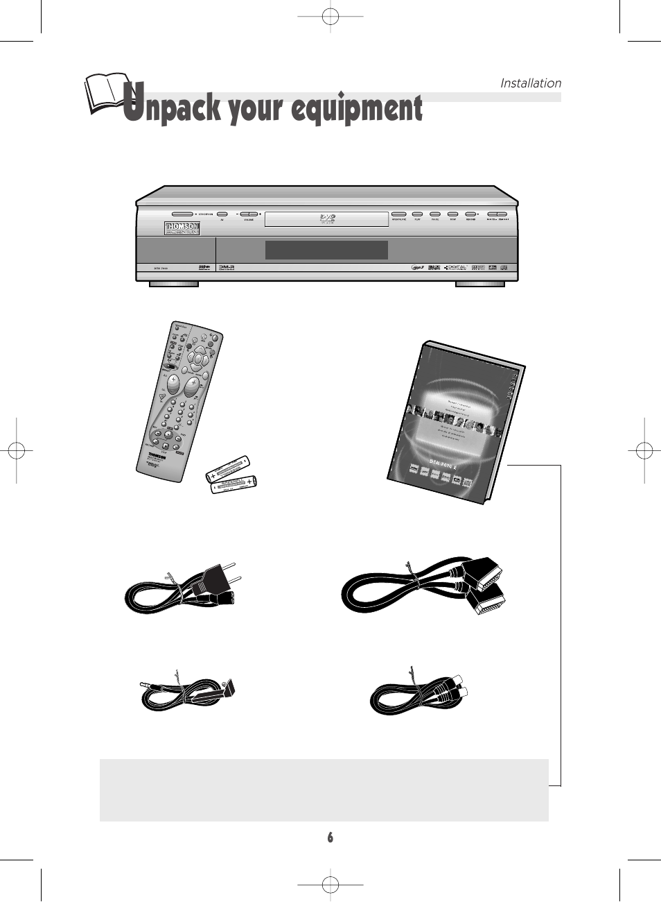 Npack your equipment | Technicolor - Thomson DTH 7000 E User Manual | Page 6 / 60