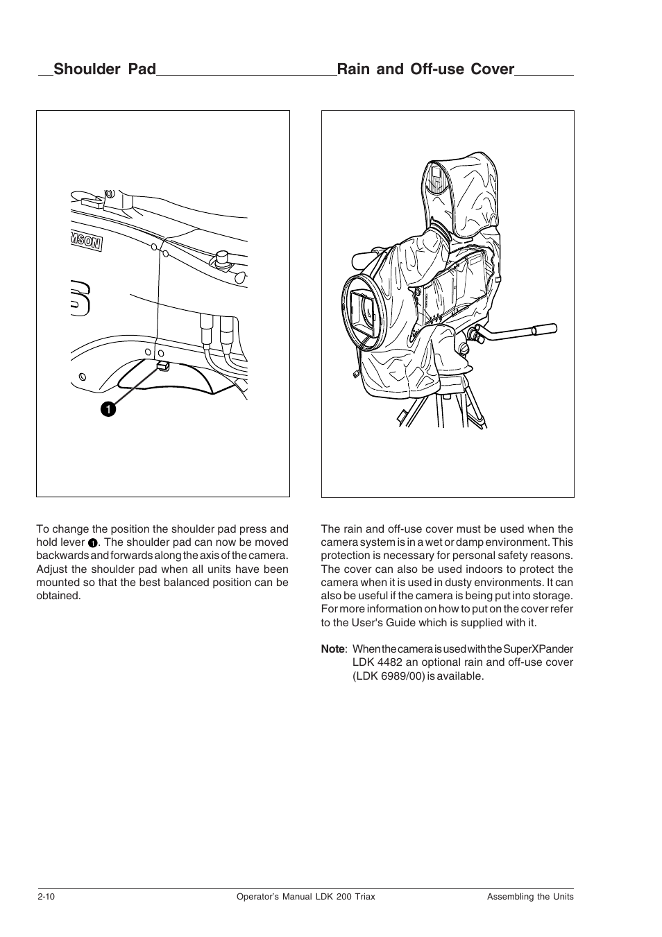 Shoulder pad, Rain and off-use cover, Shoulder pad -10 rain and off-use cover -10 | Rain and off-use cover shoulder pad | Technicolor - Thomson RP5430 User Manual | Page 20 / 72