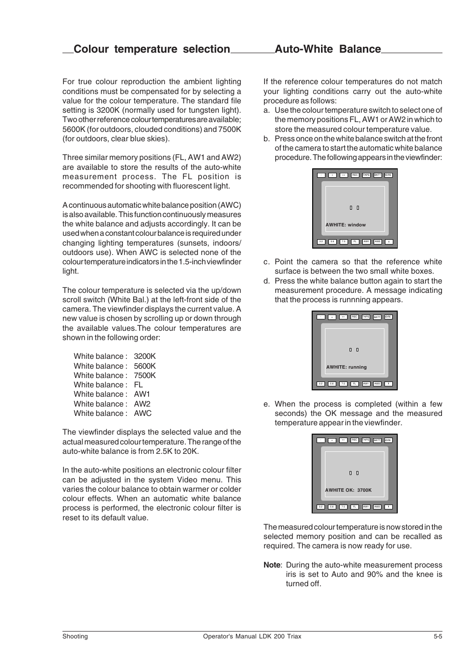 Colour temperature selection, Auto-white balance | Technicolor - Thomson RP5430 User Manual | Page 43 / 72