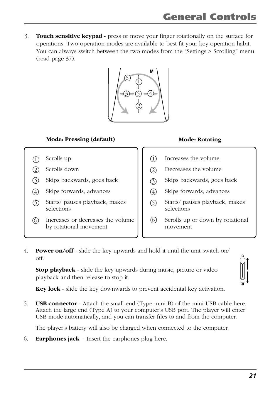 General controls | Technicolor - Thomson Thomson Scenium EH308 User Manual | Page 21 / 42