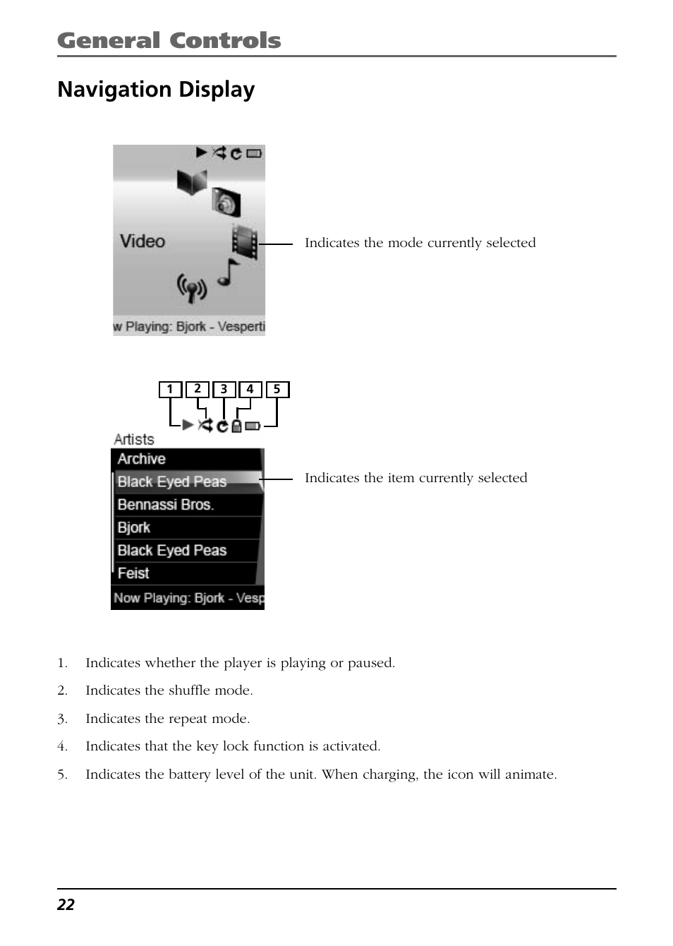 Navigation display, General controls | Technicolor - Thomson Thomson Scenium EH308 User Manual | Page 22 / 42