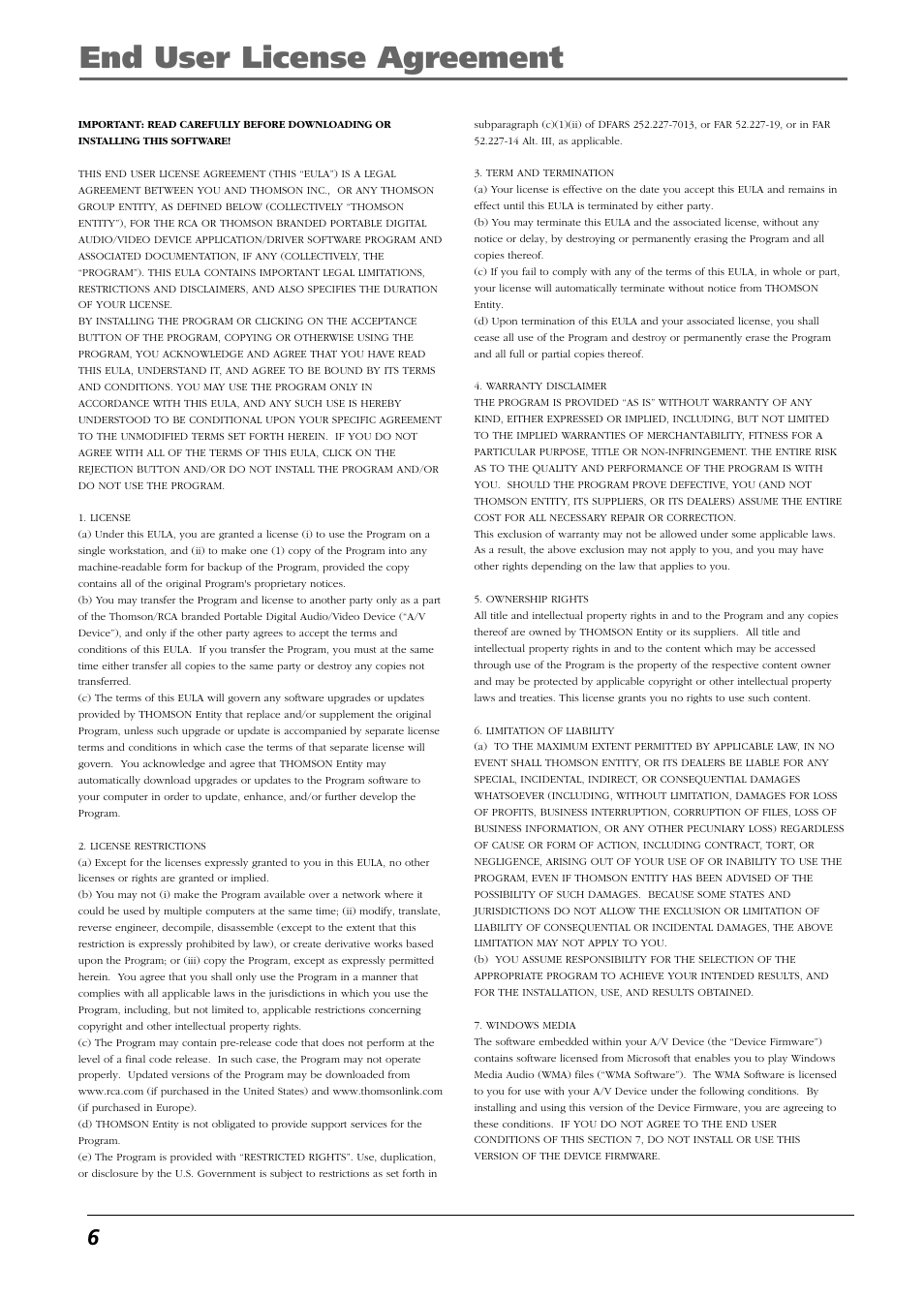 End user license agreement | Technicolor - Thomson Thomson Scenium EH308 User Manual | Page 6 / 42