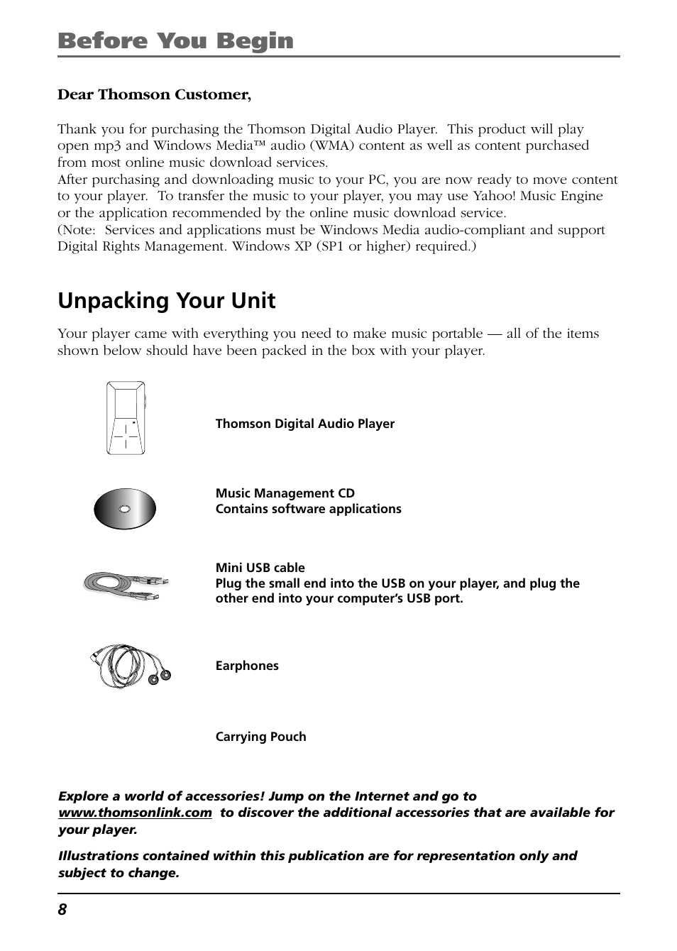 Before you begin, Unpacking your unit, Before you begin unpacking your unit | Technicolor - Thomson Thomson Scenium EH308 User Manual | Page 8 / 42