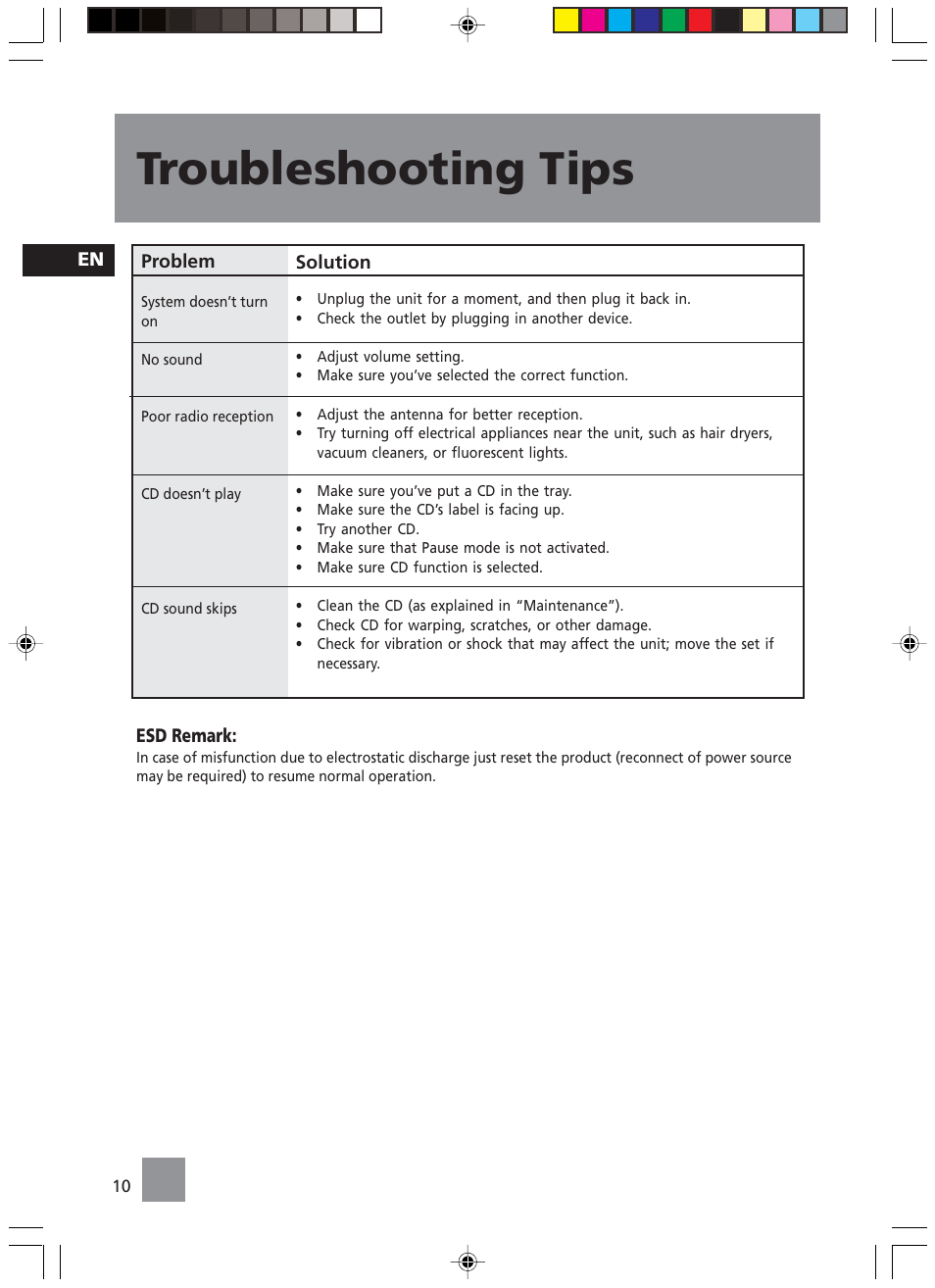 Troubleshooting tips | Technicolor - Thomson TM9049 User Manual | Page 13 / 14