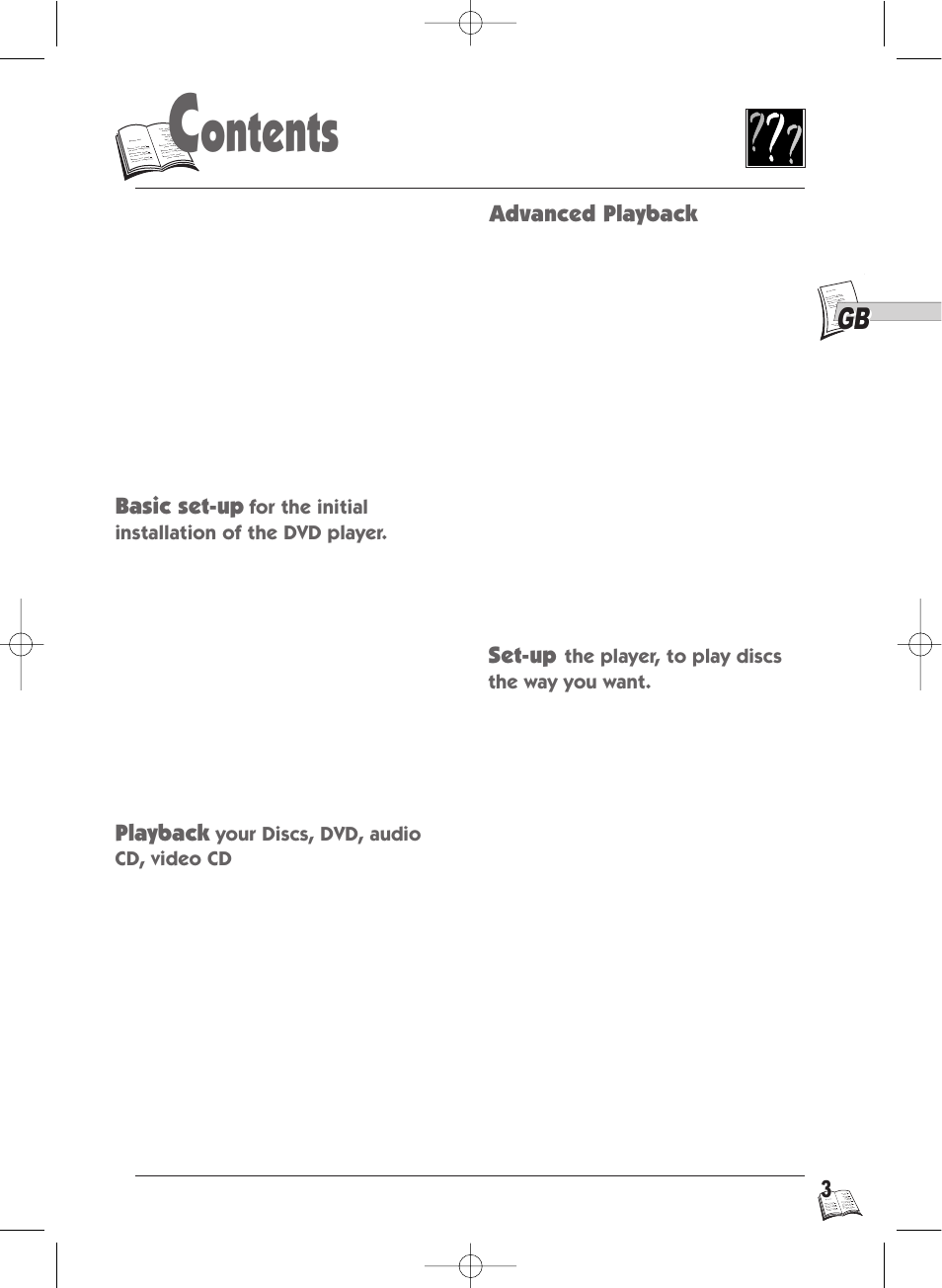 Ontents, Basic set-up, Playback | Advanced playback set-up | Technicolor - Thomson Thomson Scenium DTH4500 User Manual | Page 3 / 51