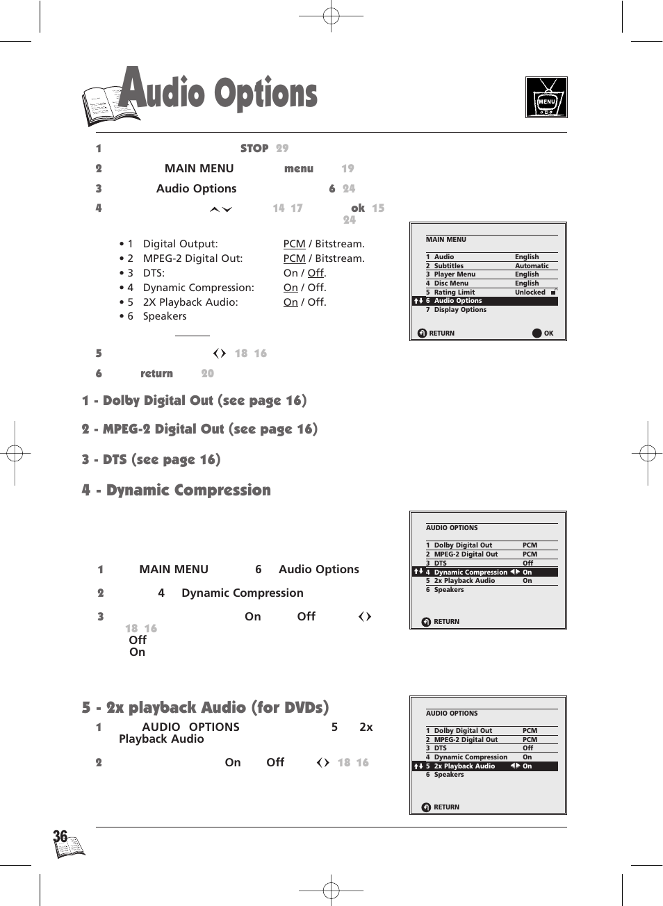 Udio options | Technicolor - Thomson Thomson Scenium DTH4500 User Manual | Page 36 / 51