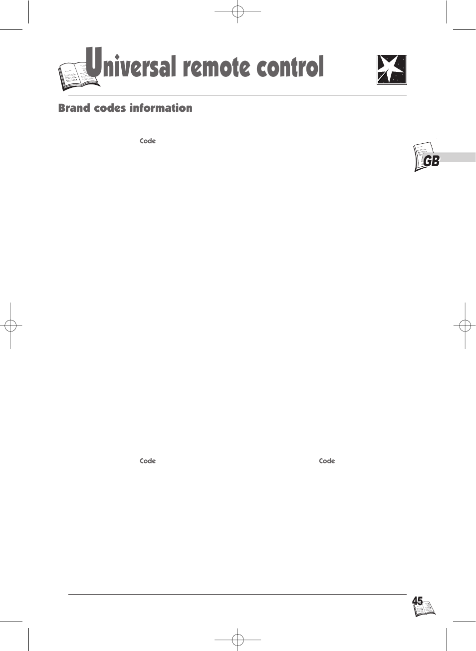 Niversal remote control | Technicolor - Thomson Thomson Scenium DTH4500 User Manual | Page 45 / 51