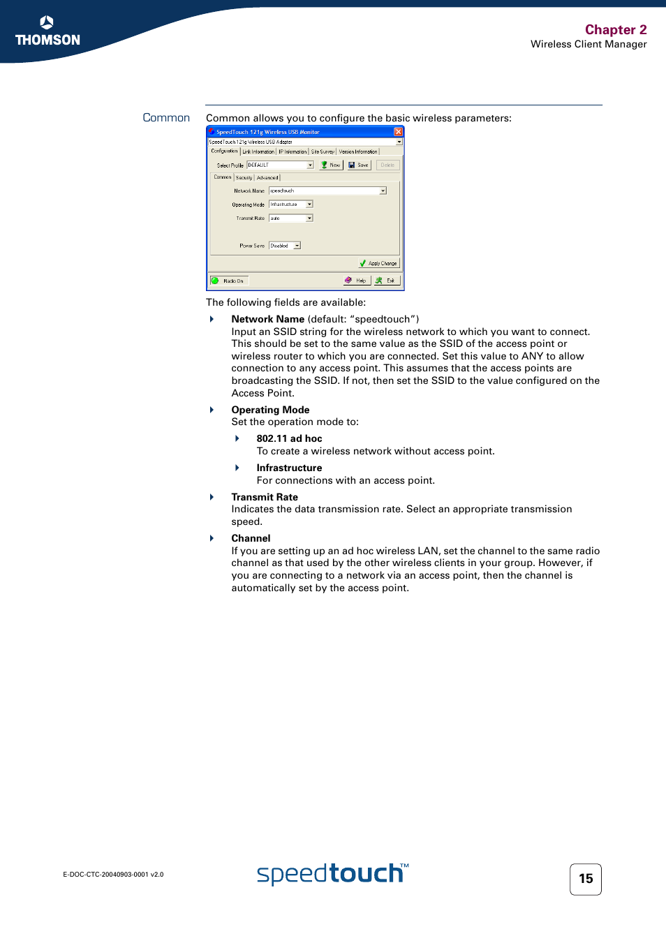 Common, Chapter 2 | Technicolor - Thomson SpeedTouch 121g User Manual | Page 17 / 28