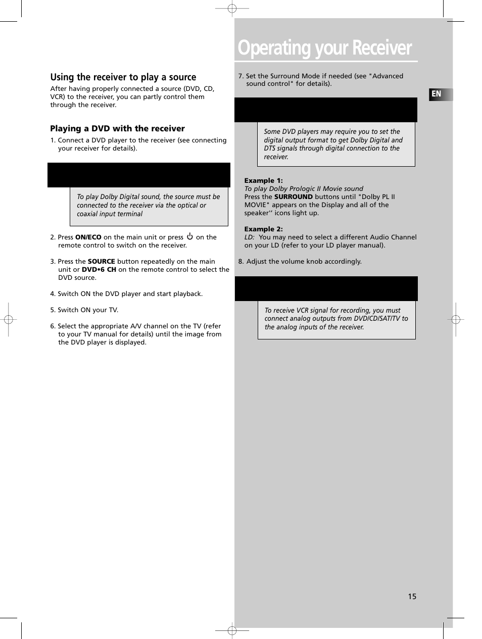 Operating your receiver | Technicolor - Thomson DPL680 User Manual | Page 18 / 28