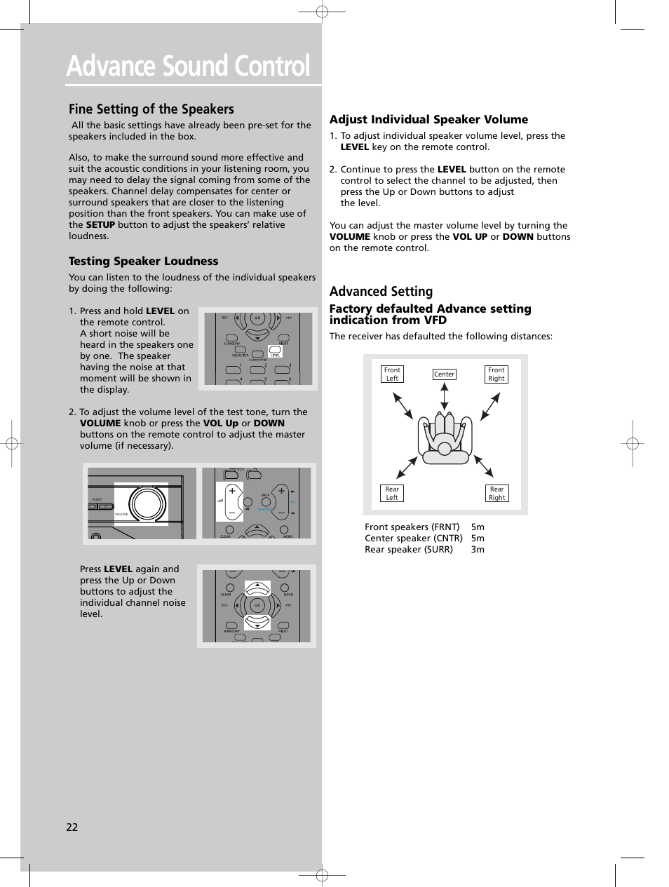Advance sound control, Fine setting of the speakers, Advanced setting | Technicolor - Thomson DPL680 User Manual | Page 25 / 28