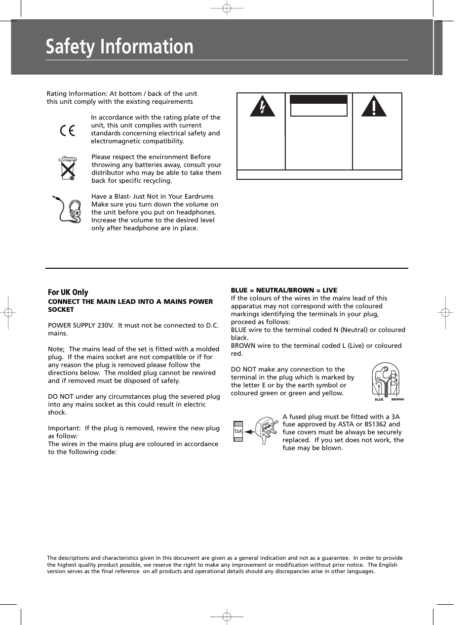 Safety information, Caution, Warning | Technicolor - Thomson DPL680 User Manual | Page 3 / 28