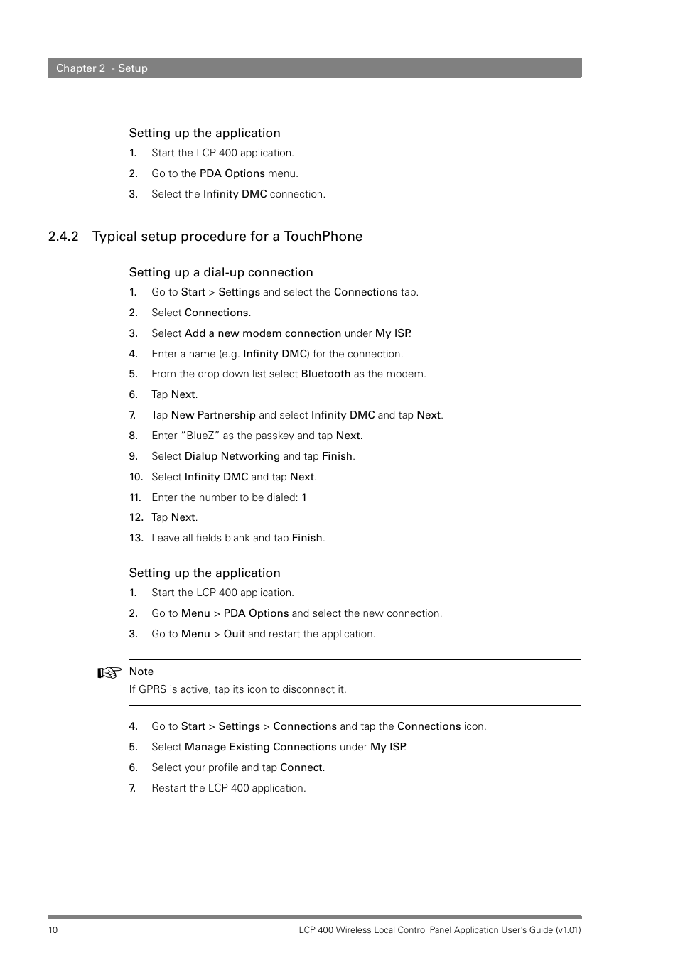 2 typical setup procedure for a touchphone, Typical setup procedure for a touchphone | Technicolor - Thomson LCP 400 User Manual | Page 10 / 22