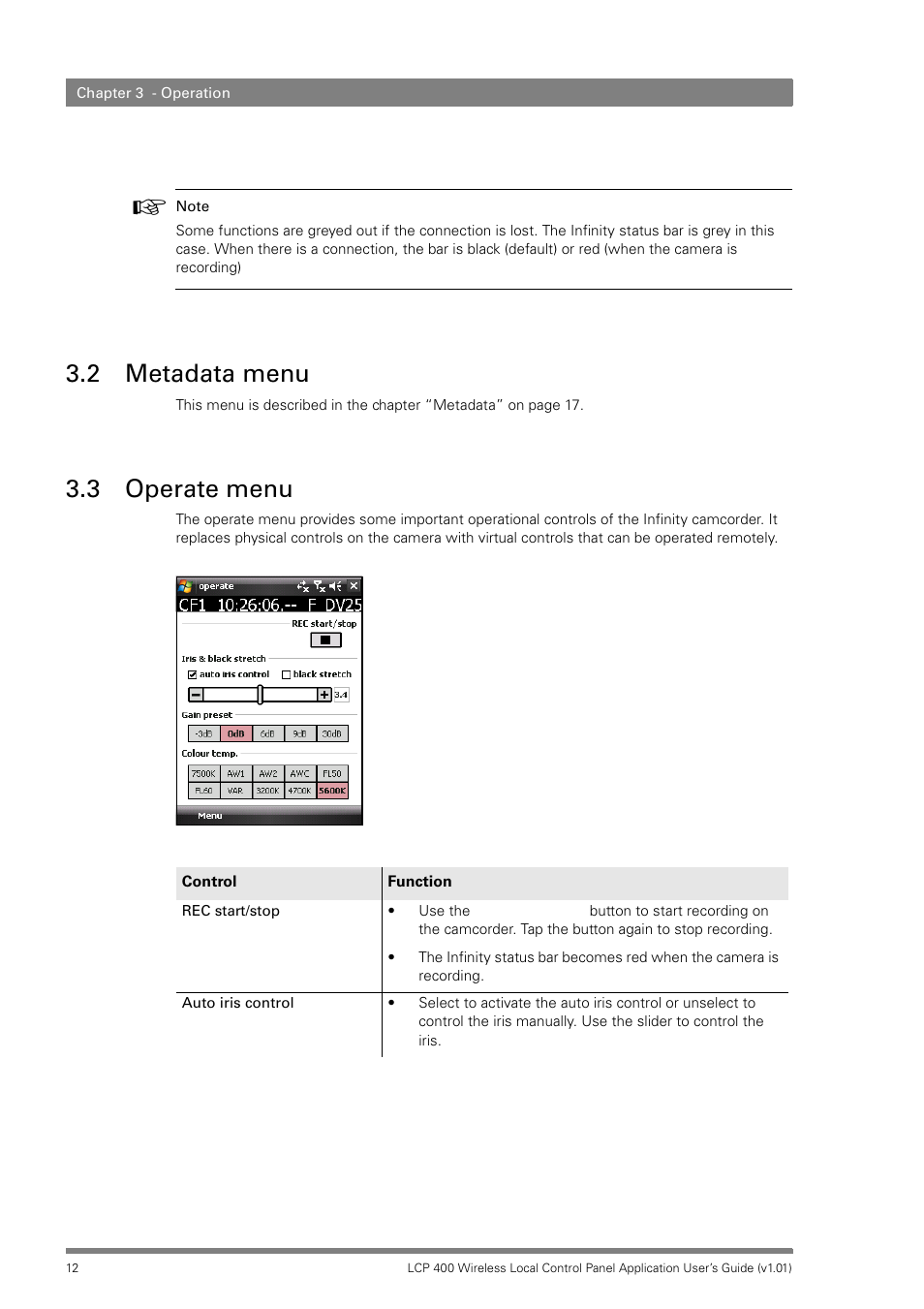2 metadata menu, 3 operate menu, Metadata menu | Operate menu | Technicolor - Thomson LCP 400 User Manual | Page 12 / 22