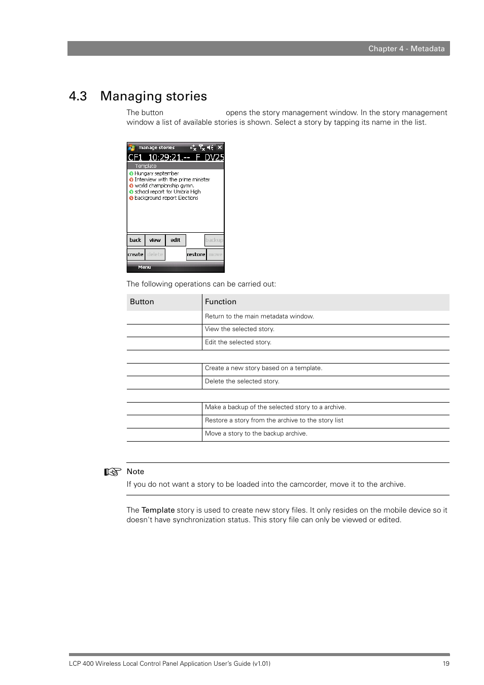 3 managing stories, Managing stories | Technicolor - Thomson LCP 400 User Manual | Page 19 / 22