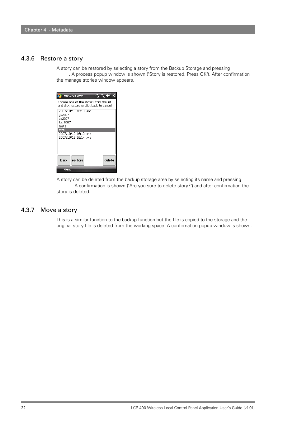 6 restore a story, 7 move a story, Restore a story | Move a story | Technicolor - Thomson LCP 400 User Manual | Page 22 / 22