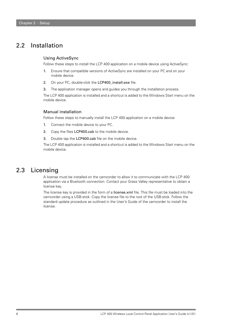 2 installation, 3 licensing, Installation | Licensing, Setting up a connection | Technicolor - Thomson LCP 400 User Manual | Page 8 / 22