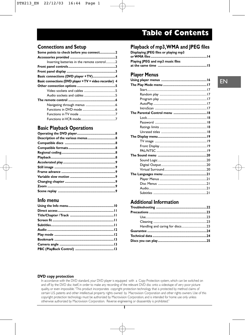 Technicolor - Thomson DVD Player +TV Set User Manual | 25 pages