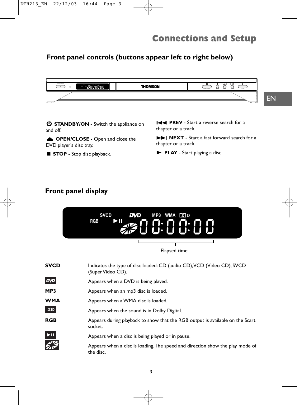 Connections and setup | Technicolor - Thomson DVD Player +TV Set User Manual | Page 3 / 25