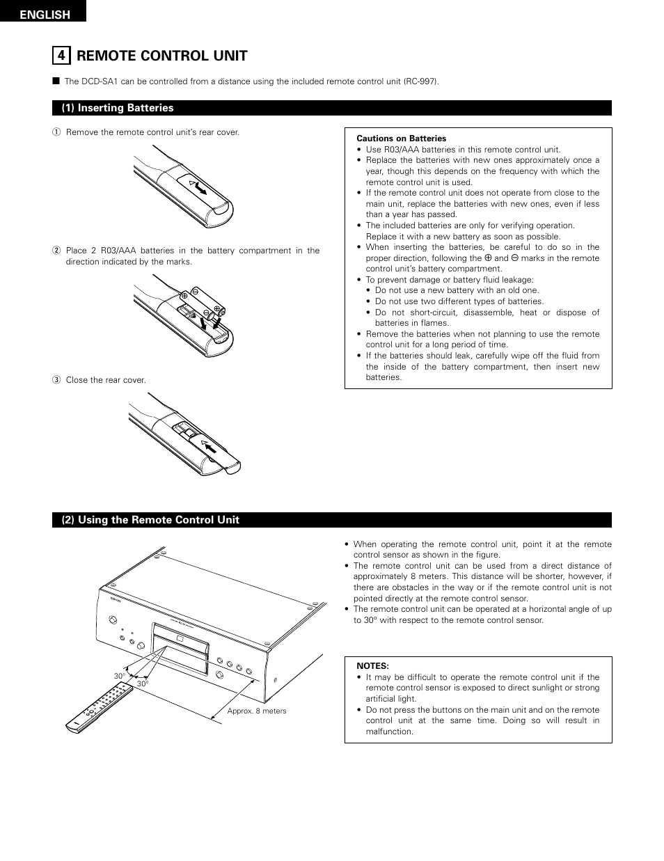 Remote control unit, 4 remote control unit, English | Technicolor - Thomson DCD-SA1 User Manual | Page 10 / 86