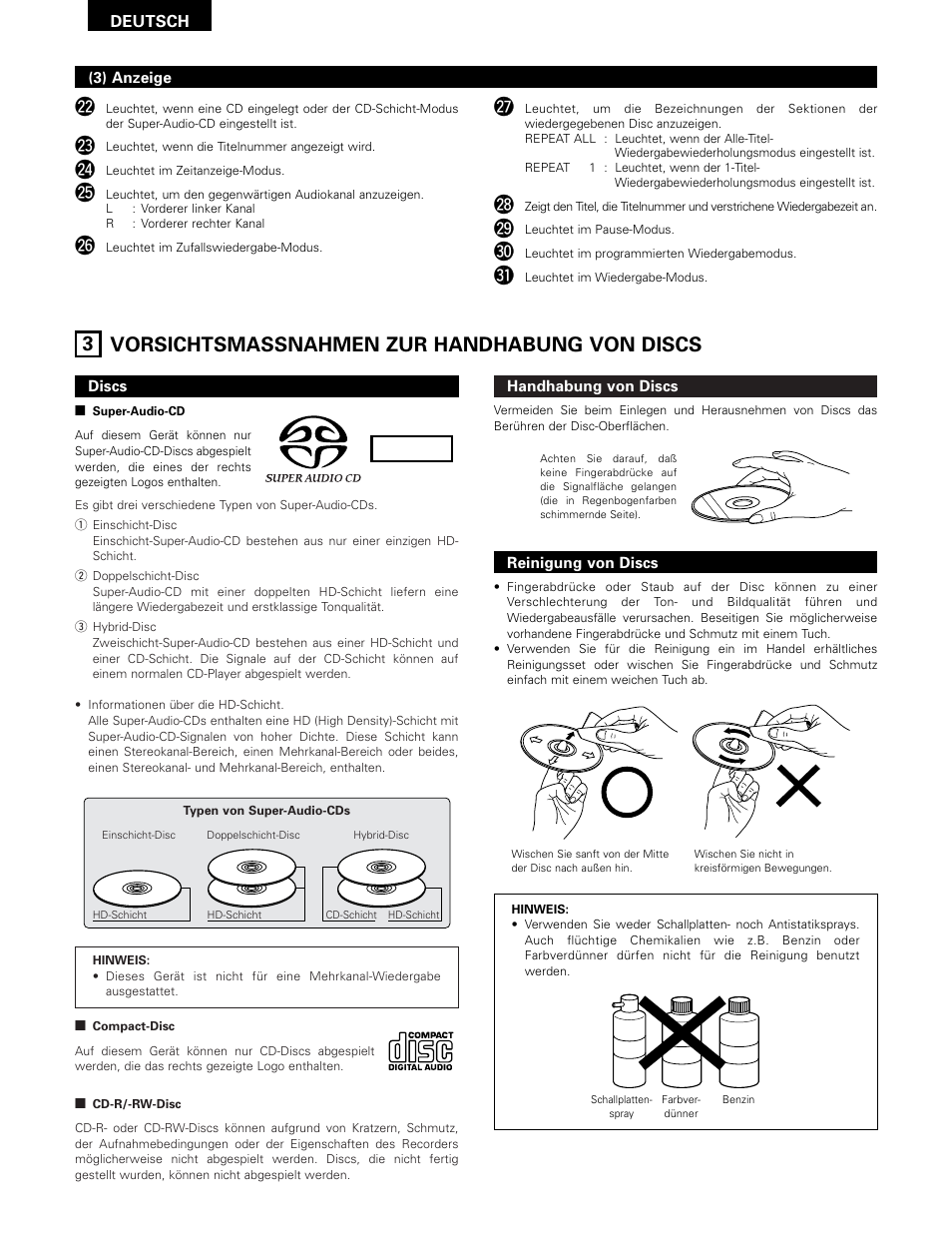 Stereo, 3 vorsichtsmassnahmen zur handhabung von discs | Technicolor - Thomson DCD-SA1 User Manual | Page 20 / 86
