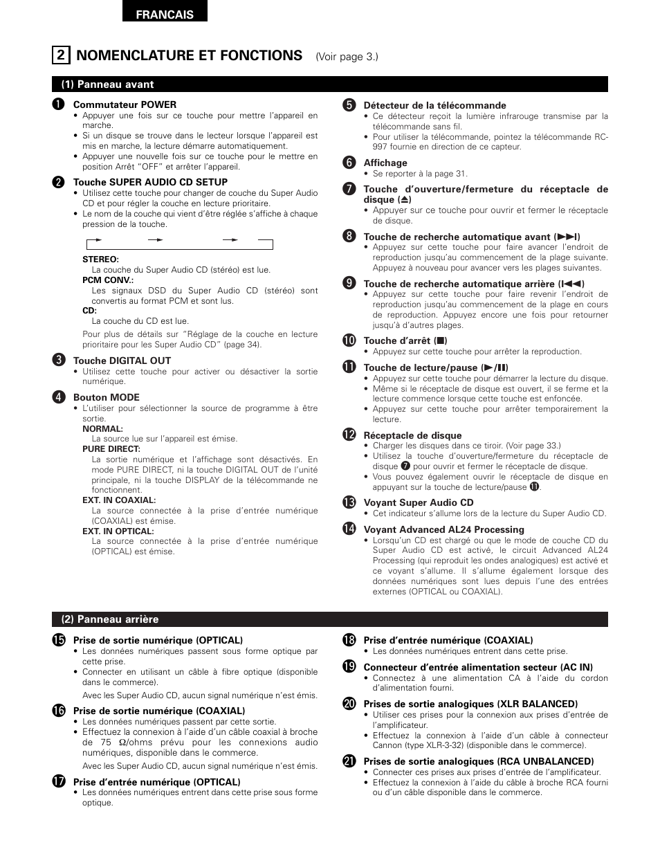 2 nomenclature et fonctions | Technicolor - Thomson DCD-SA1 User Manual | Page 30 / 86