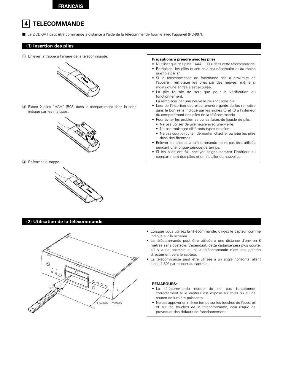4 telecommande, Francais | Technicolor - Thomson DCD-SA1 User Manual | Page 32 / 86