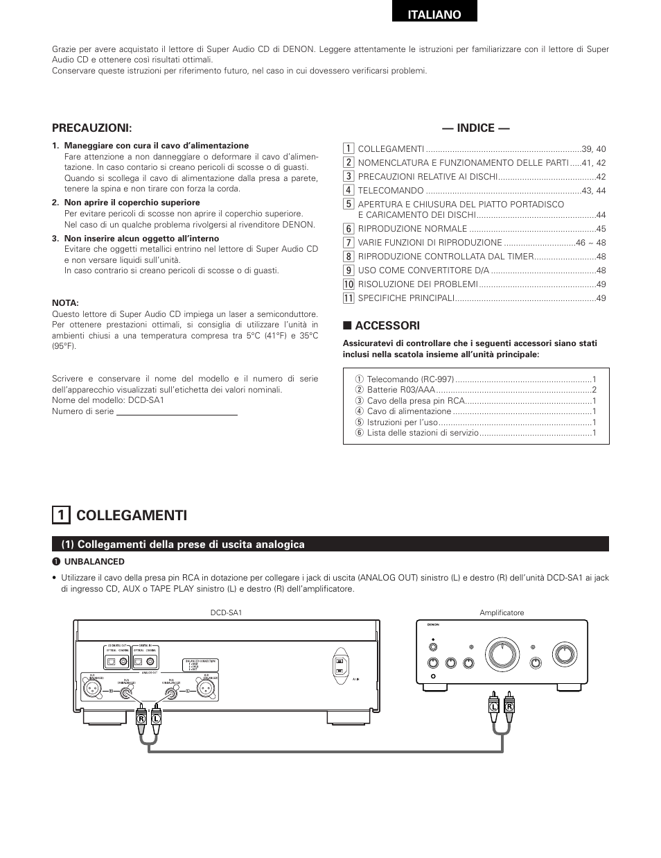 Italiano, 1 collegamenti | Technicolor - Thomson DCD-SA1 User Manual | Page 39 / 86